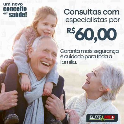 NA ELITEMED VOCÊ TEM ESPECIALISTA POR APENAS R$ 60,00.